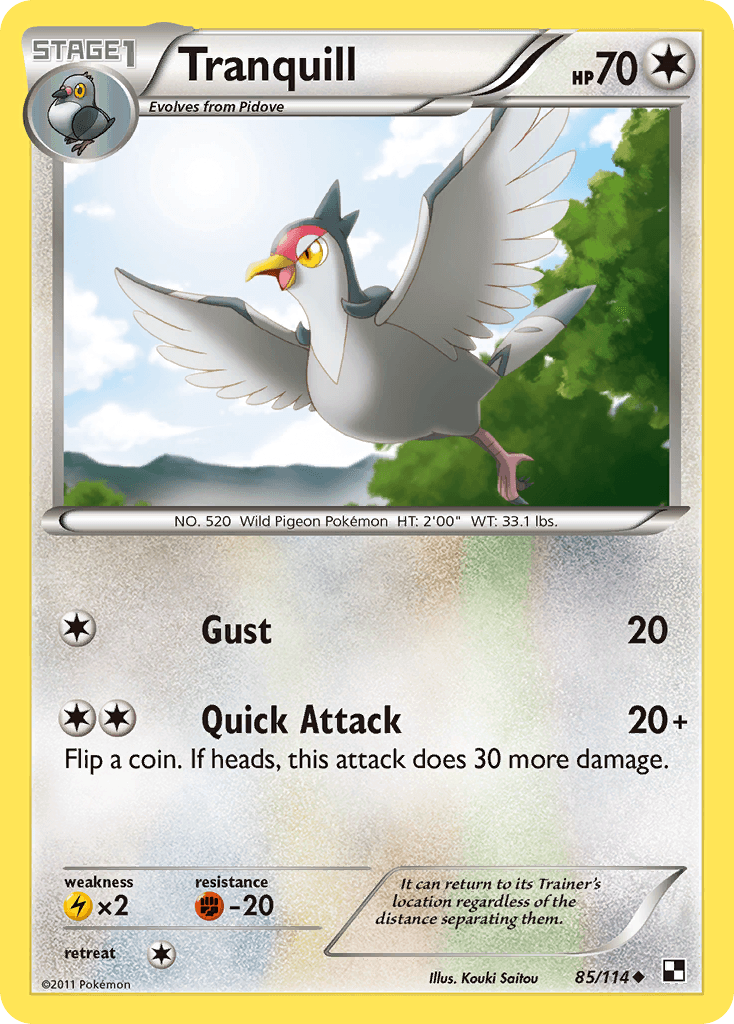 Tranquill Pokémon card