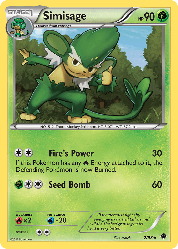Simisage Pokémon card