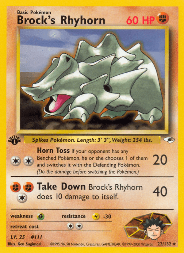 Brock's Rhyhorn Pokémon card