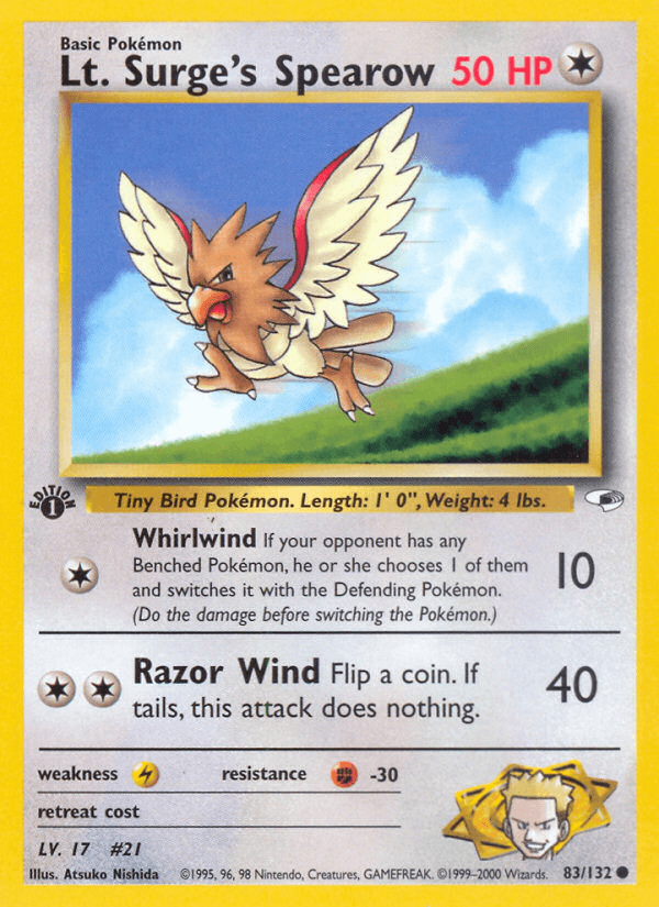Lt. Surge's Spearow Pokémon card