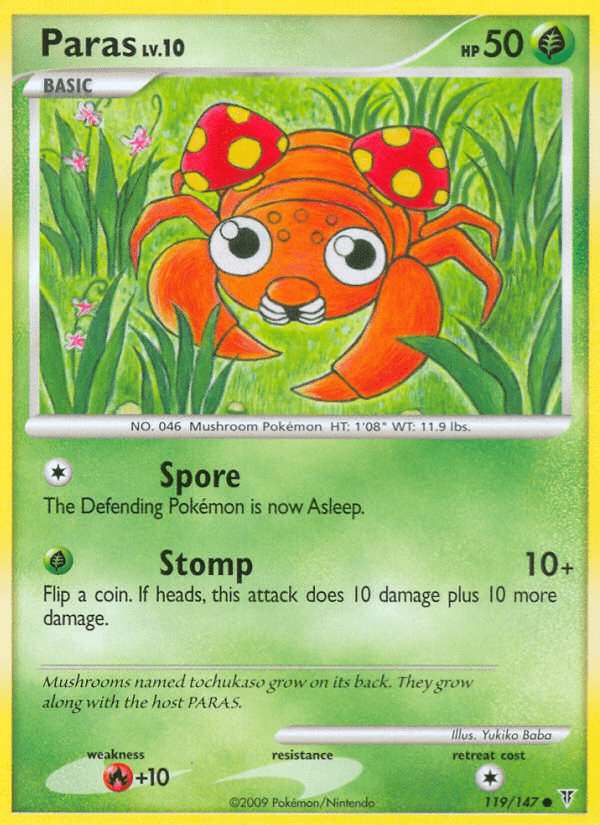 Paras Pokémon card