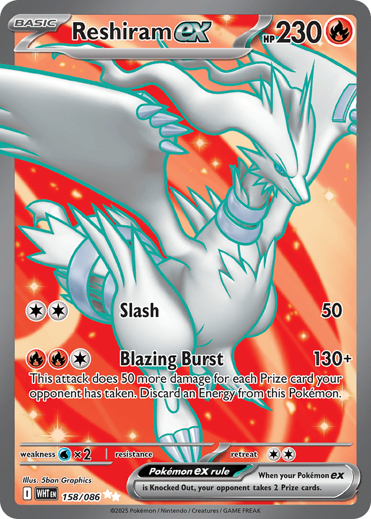 Reshiram ex Pokémon card
