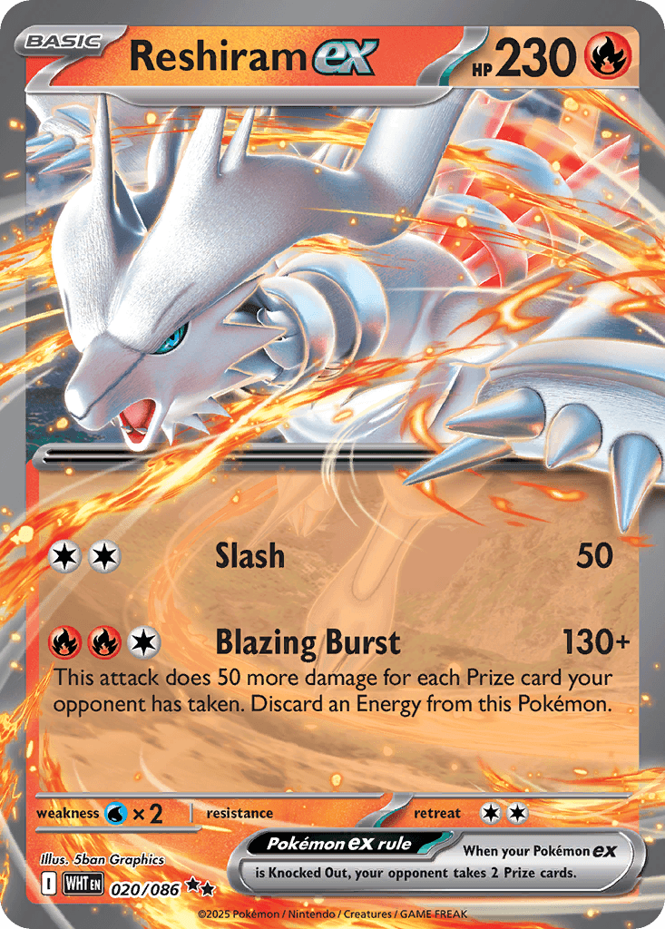 Reshiram ex Pokémon card