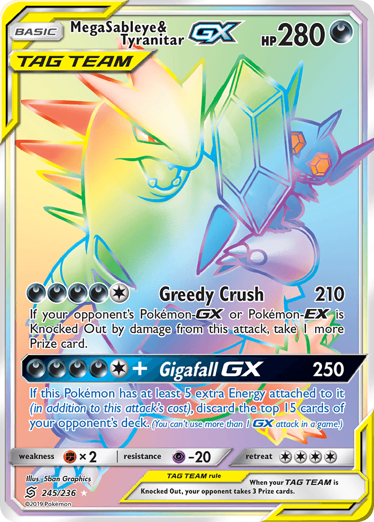 Mega Sableye & Tyranitar-GX from Unified Minds