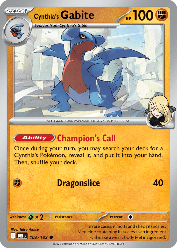 Cynthia's Gabite Pokémon card