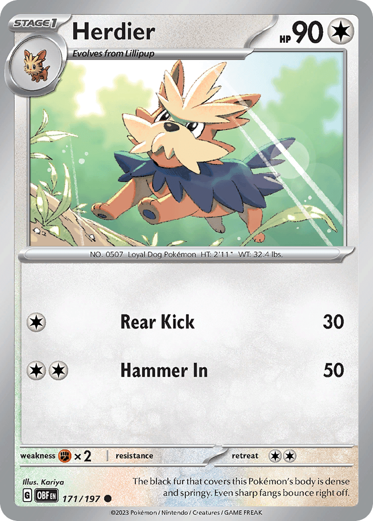 Herdier Pokémon card