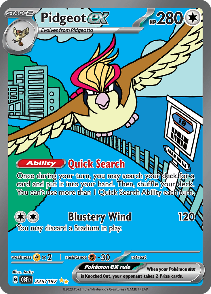 Pidgeot ex Pokémon card