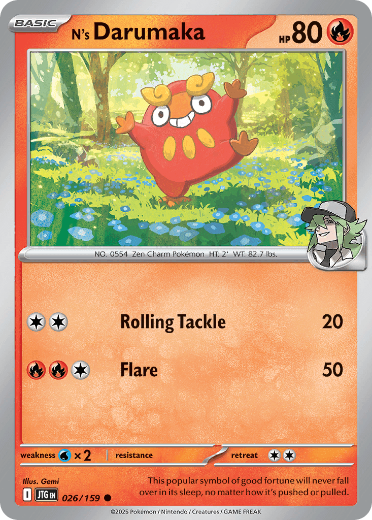 N's Darumaka Pokémon card