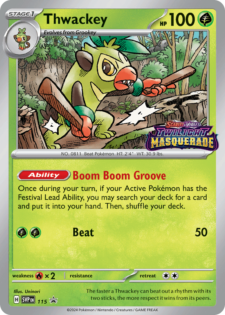 Thwackey Pokémon card
