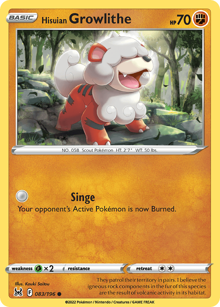 Hisuian Growlithe Pokémon card
