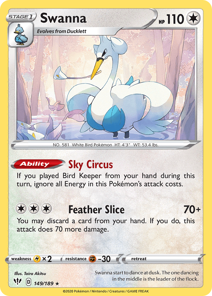 Swanna Pokémon card