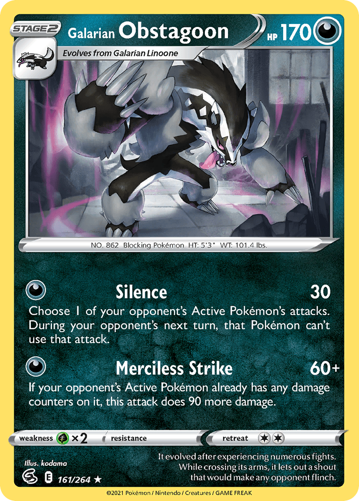 Galarian Obstagoon Pokémon card
