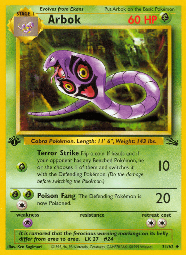 Arbok Pokémon card