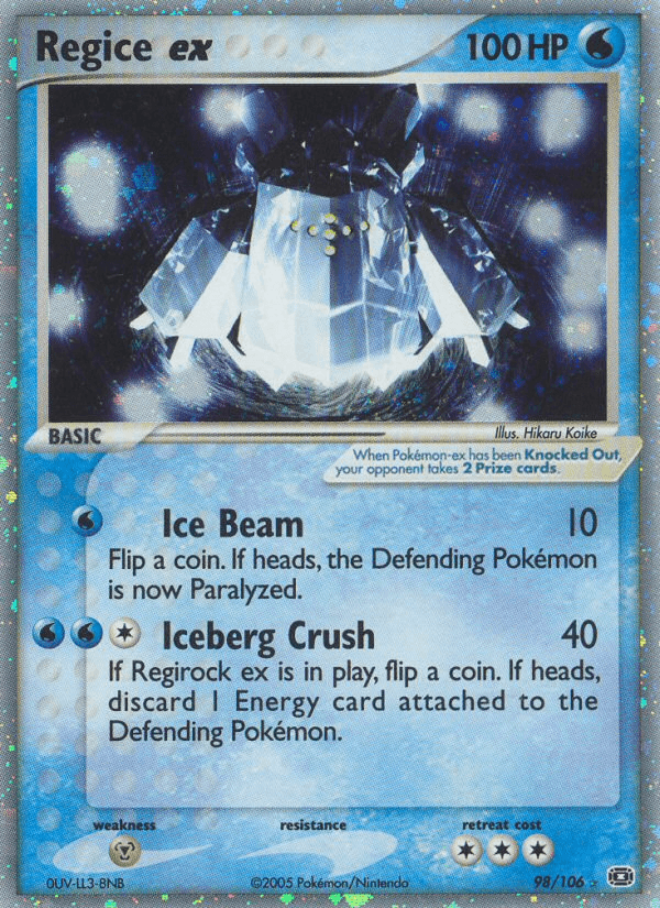 Regice ex Pokémon card