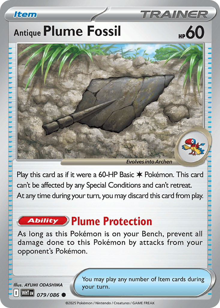 Antique Plume Fossil Pokémon card
