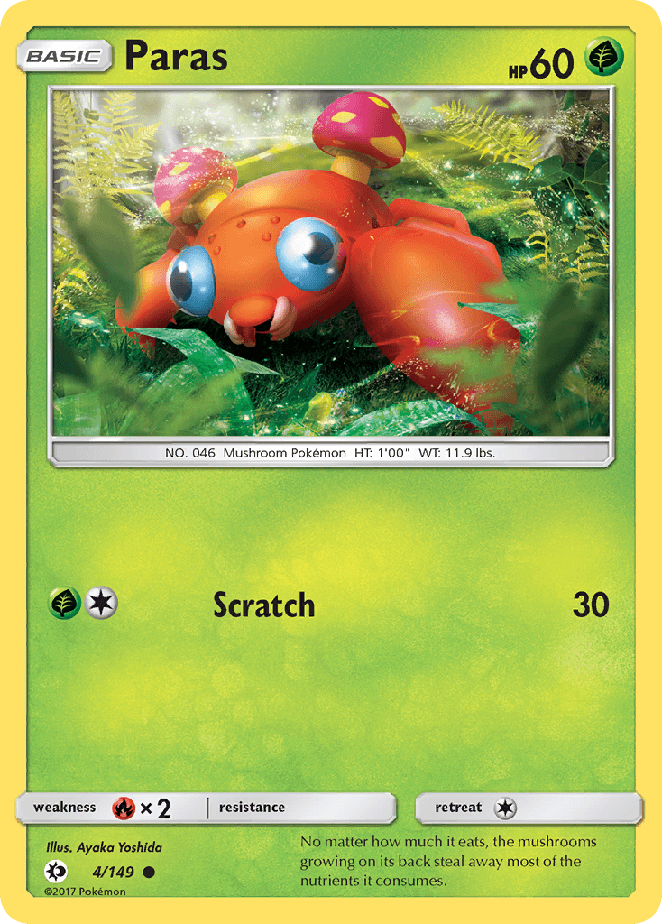 Paras Pokémon card
