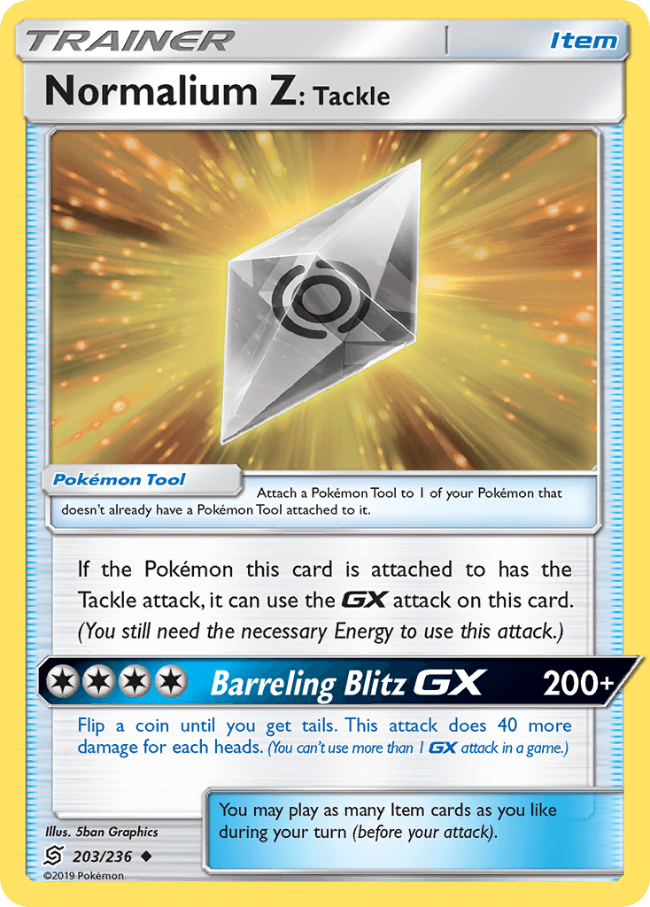 Normalium Z: Tackle Pokémon card