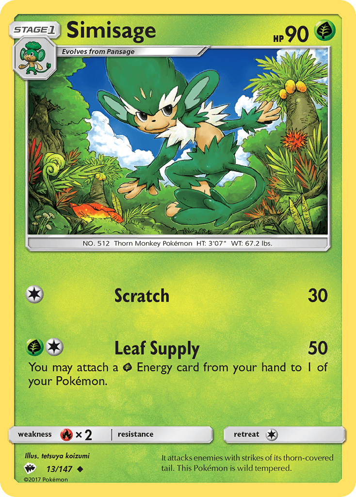 Simisage Pokémon card