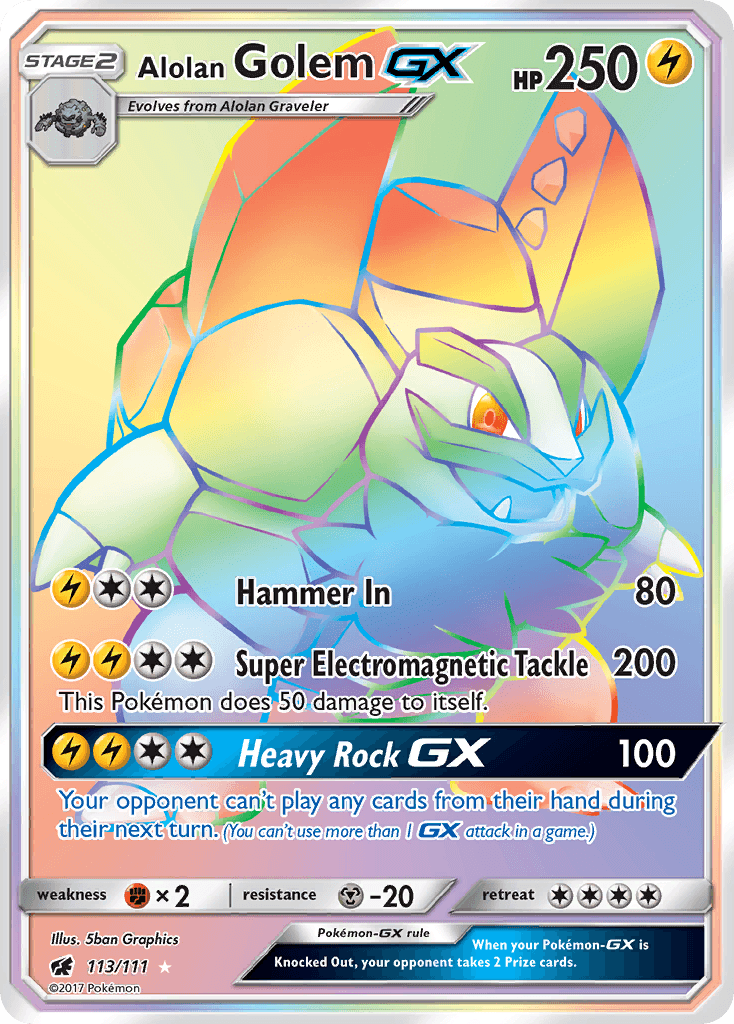 Alolan Golem-GX Pokémon card