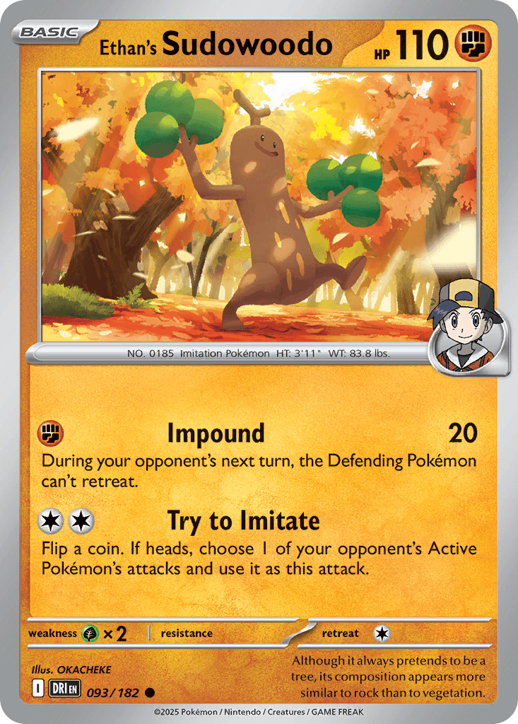 Ethan's Sudowoodo Pokémon card