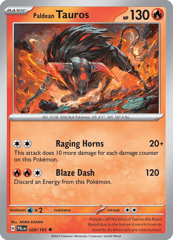 Paldean Tauros Pokémon card