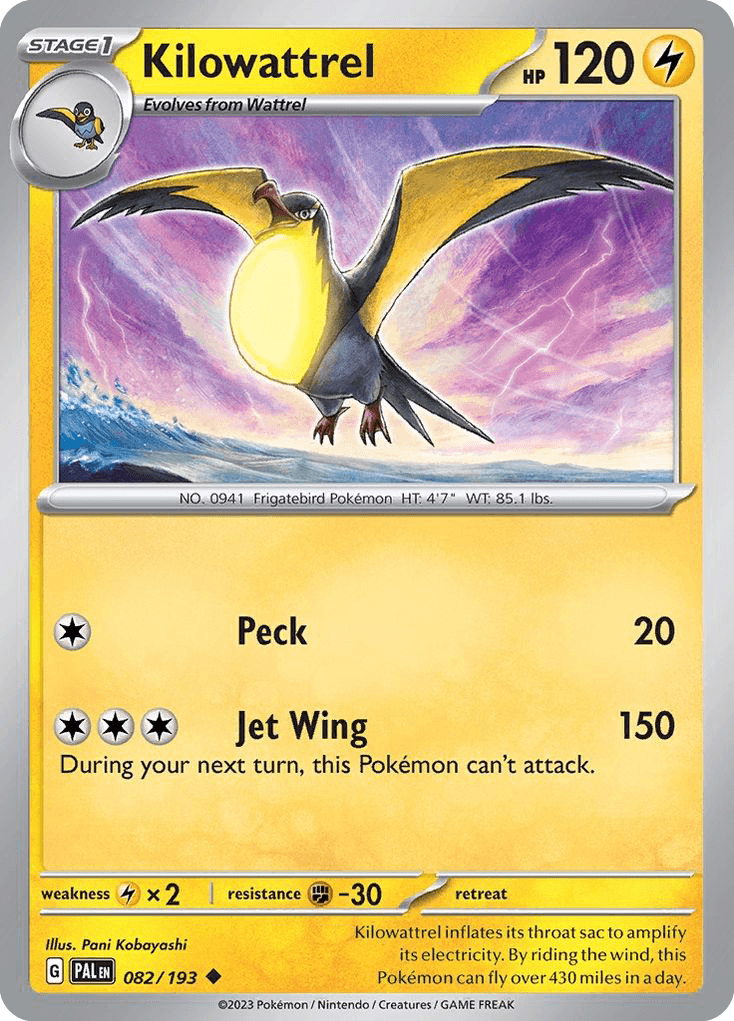 Kilowattrel Pokémon card
