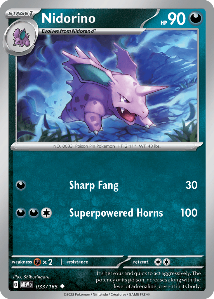 Nidorino Pokémon card