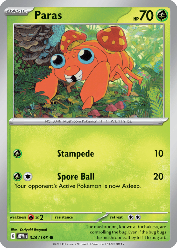 Paras Pokémon card