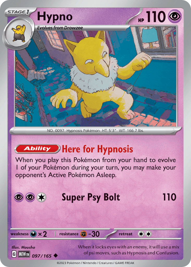 Hypno Pokémon card