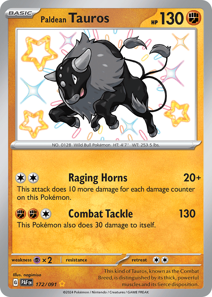 Paldean Tauros Pokémon card
