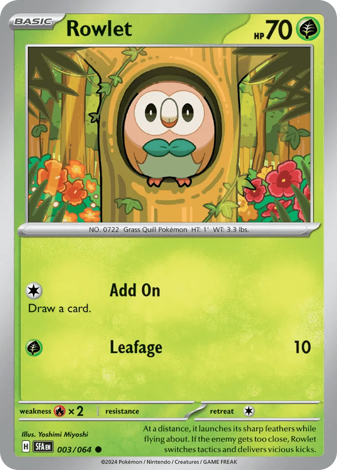 Rowlet Pokémon card