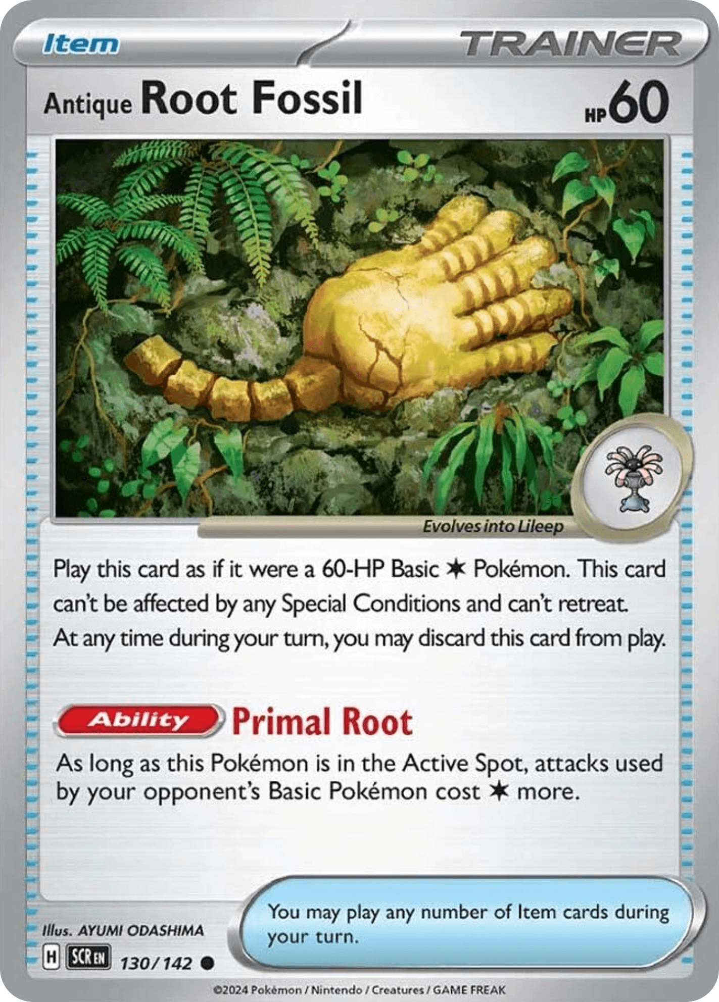 Antique Root Fossil Pokémon card