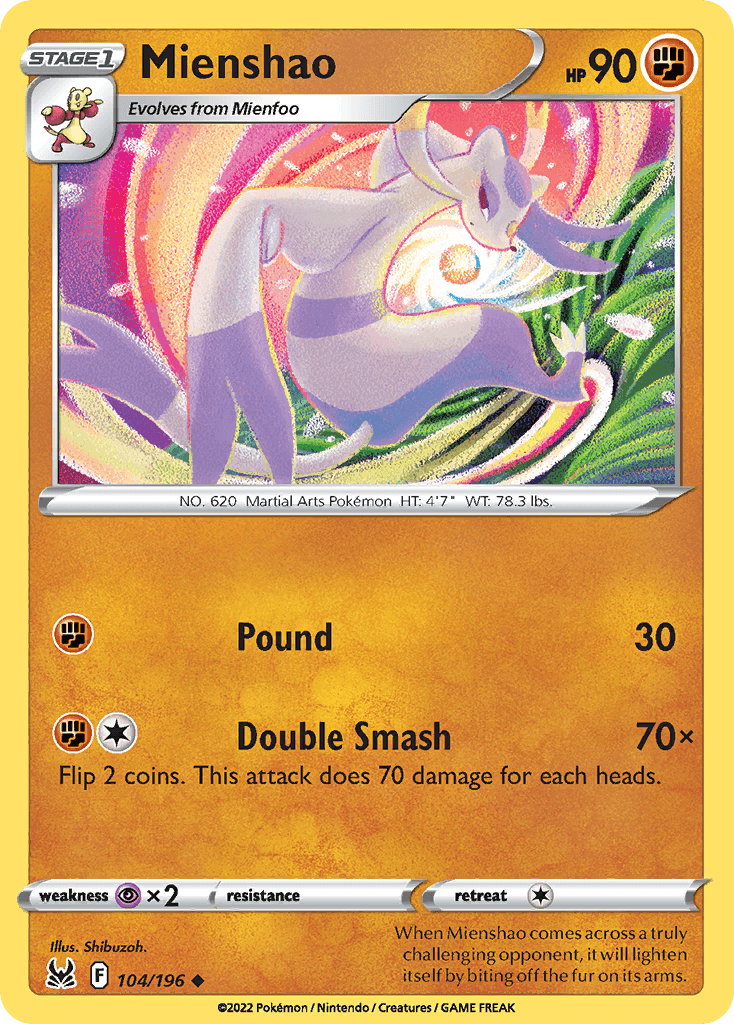Mienshao Pokémon card