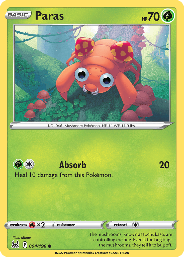 Paras Pokémon card