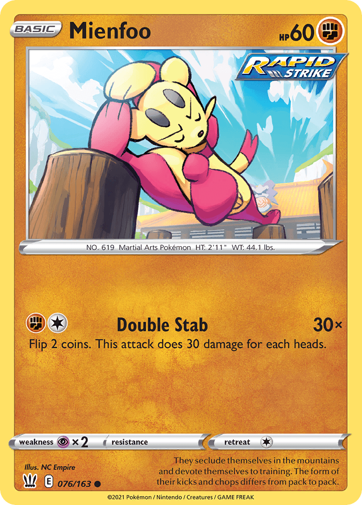 Mienfoo Pokémon card