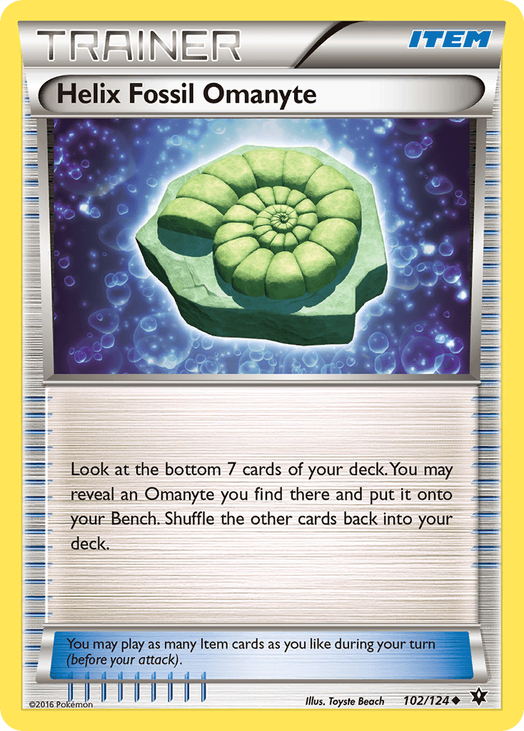 Helix Fossil Omanyte Pokémon card